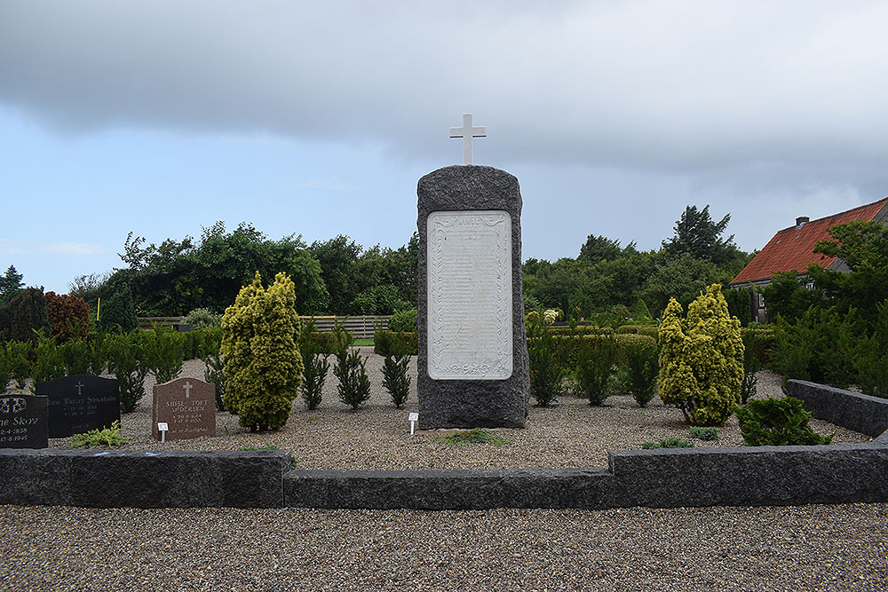 Gedenkstein für die in der Nacht vom 21. November 1893 ertrunkenen 26 Fischer aus Harboøre - Friedhof Harboøre